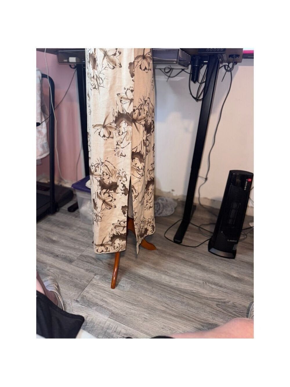 Linen dress brown on brown sz medium sleeveless maxi Vietnam Norton McNaughton - Picture 2 of 14